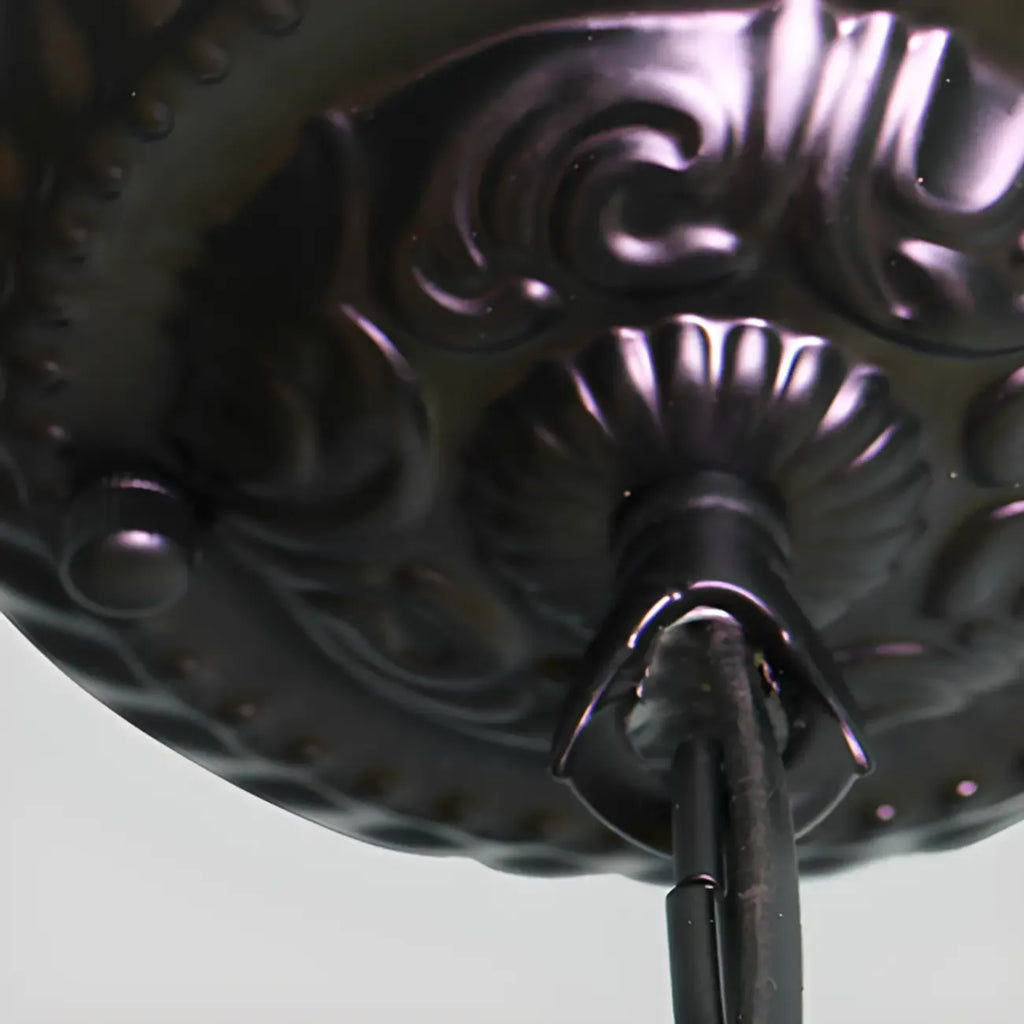 Lustre suspendu vintage en métal noir Bell