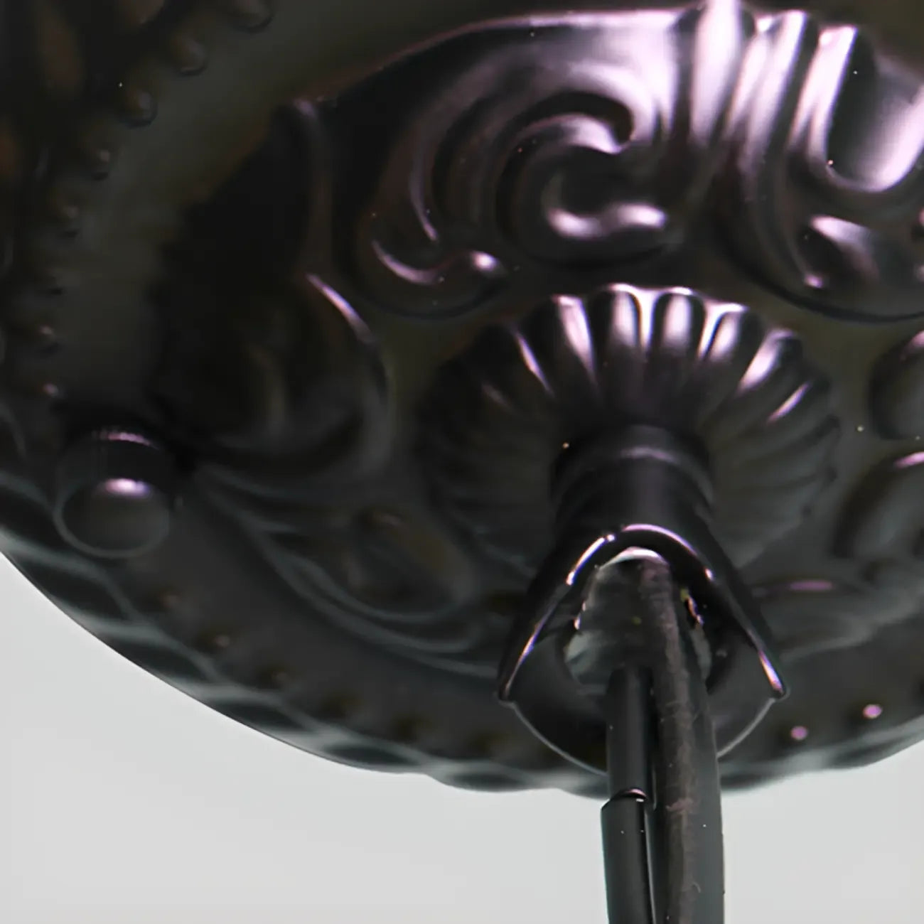 Lustre suspendu vintage en métal noir Bell