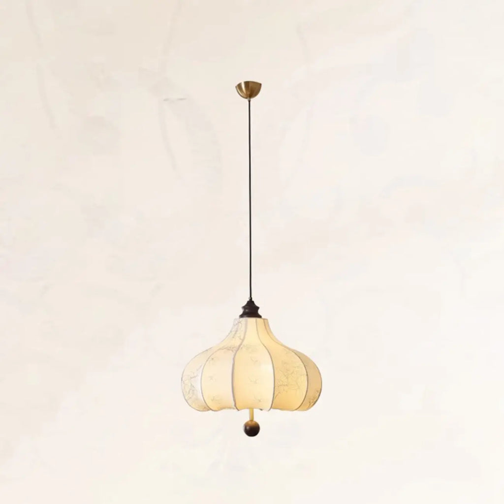 Lustre lanterne vintage réglable avec abat-jour en tissu