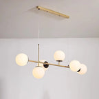 Lampadario a sospensione da isola a 6 luci con globi in vetro e lunghezza regolabile