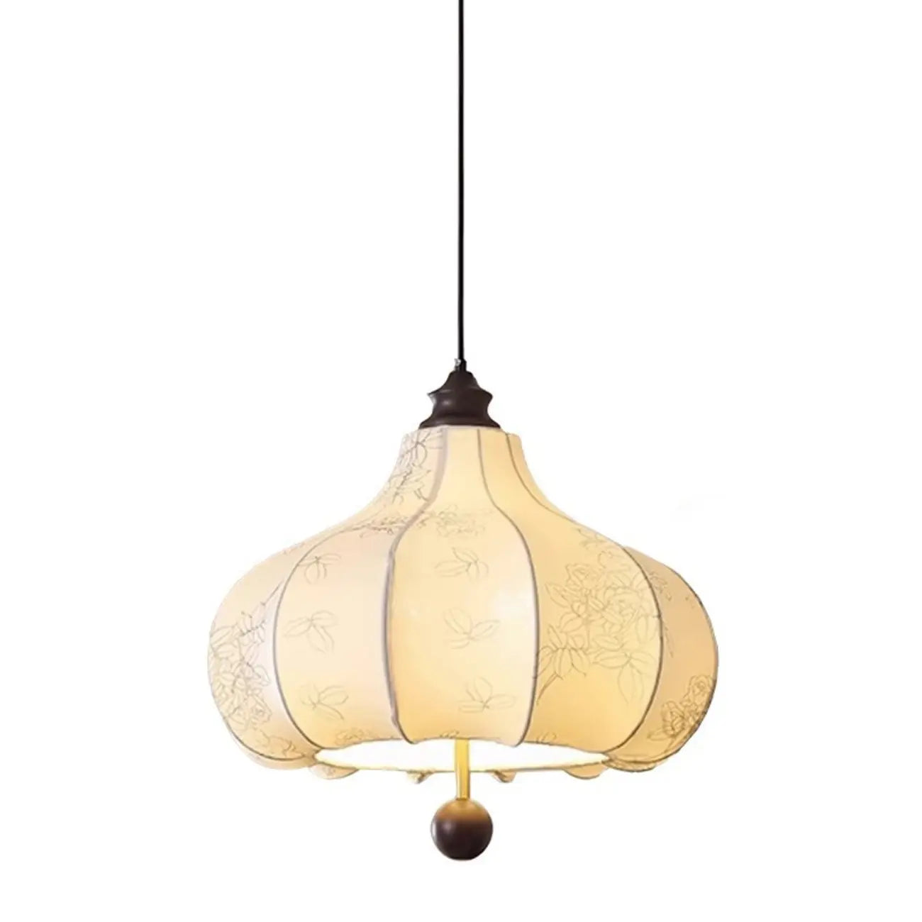 Lustre lanterne vintage réglable avec abat-jour en tissu