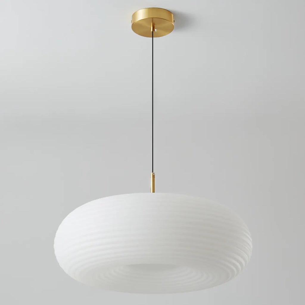 Suspension LED en forme de galet en acrylique crème pour salon