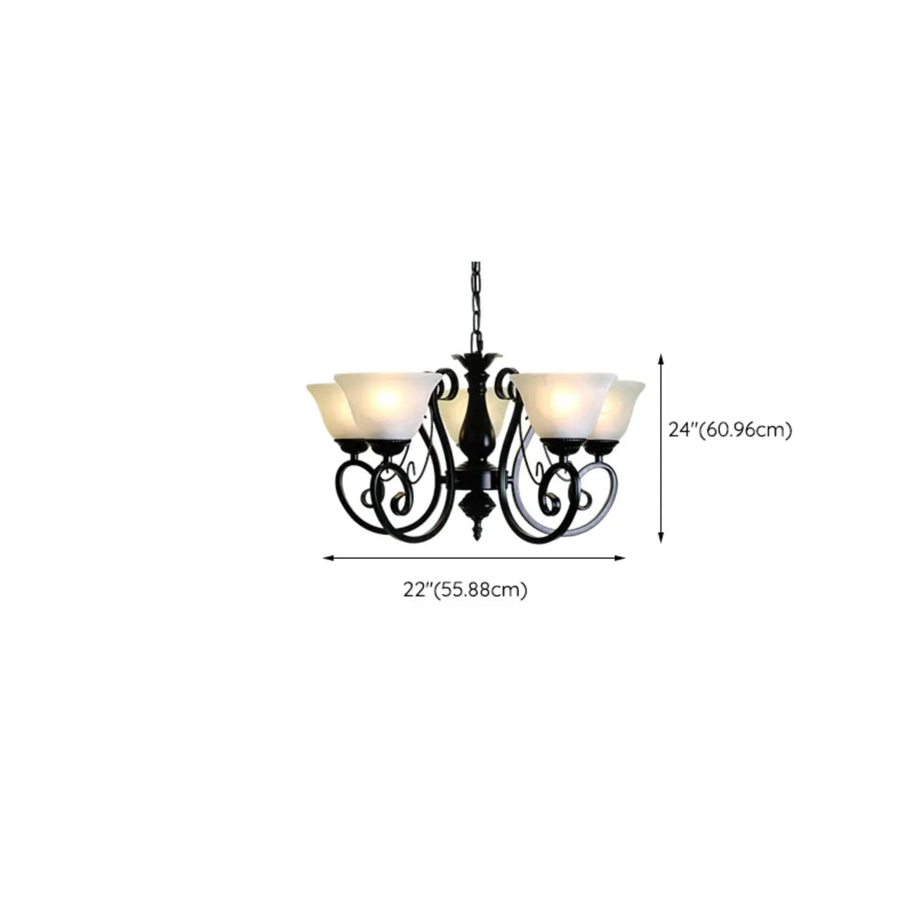 Lustre suspendu vintage en métal noir Bell
