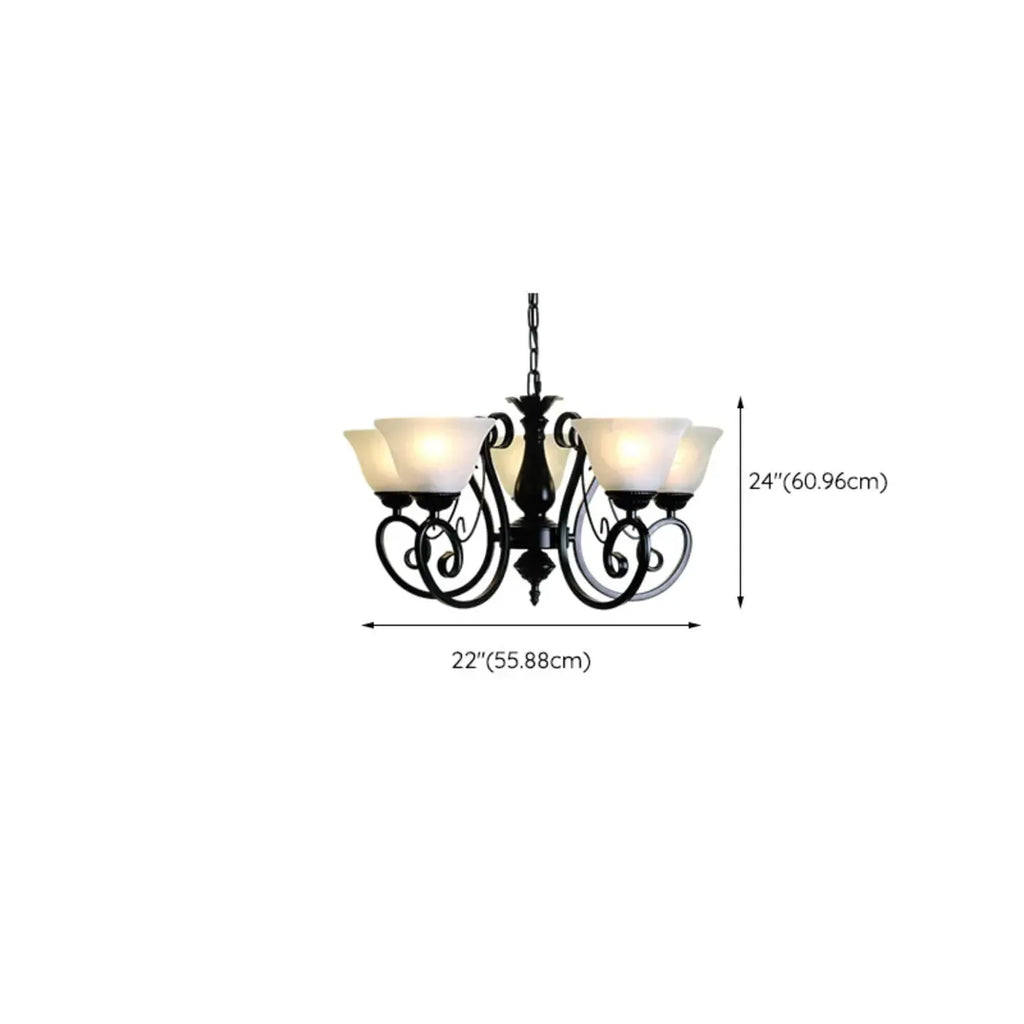 Lustre suspendu vintage en métal noir Bell