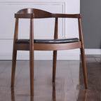 Chaise de salle à manger rembourrée marron avec accoudoirs