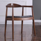 Chaise de salle à manger rembourrée marron avec accoudoirs