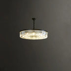 Lampadario moderno nero rotondo regolabile in cristallo