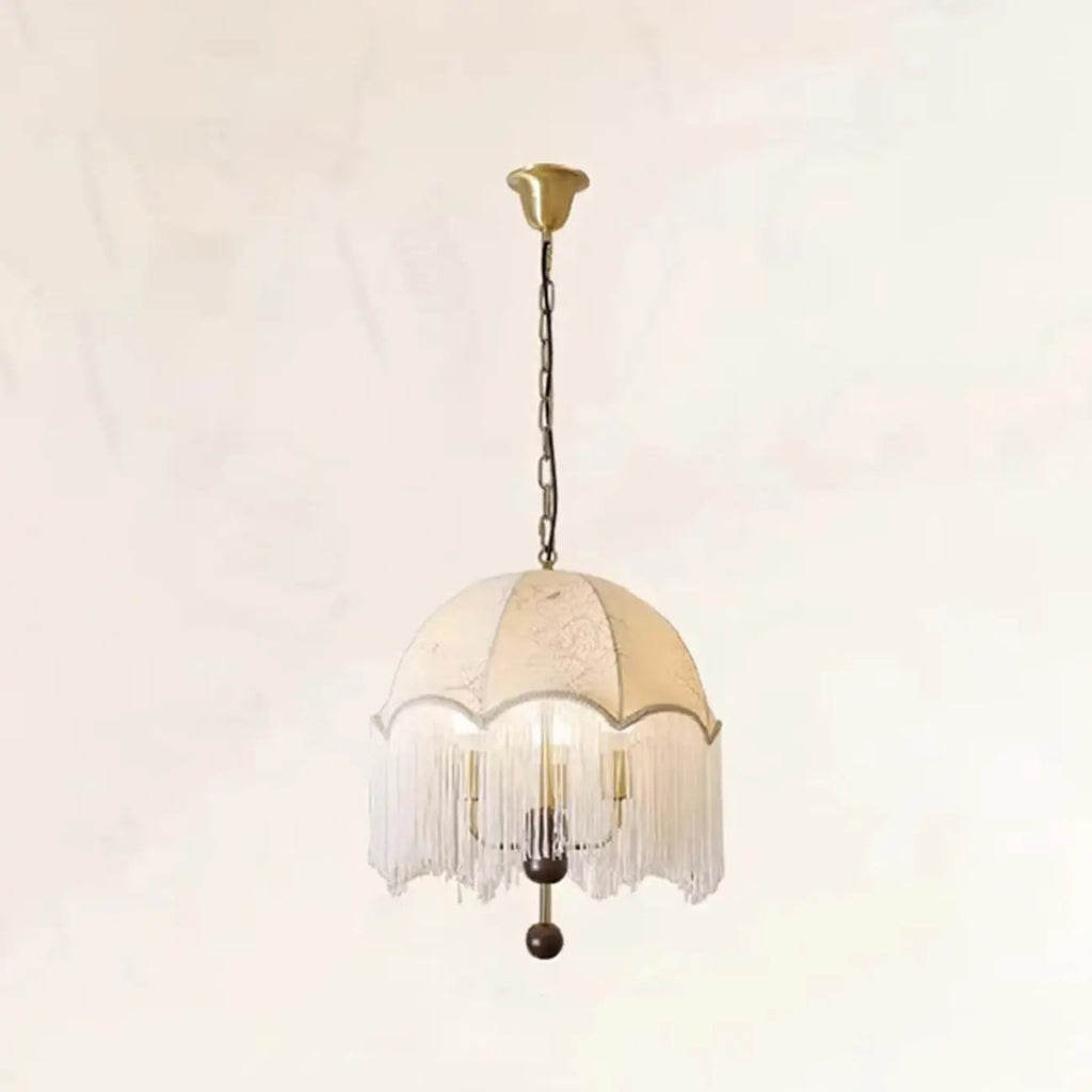 Lustre lanterne vintage réglable avec abat-jour en tissu