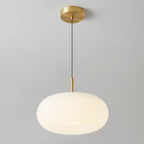 Suspension LED en forme de galet en acrylique crème pour salon