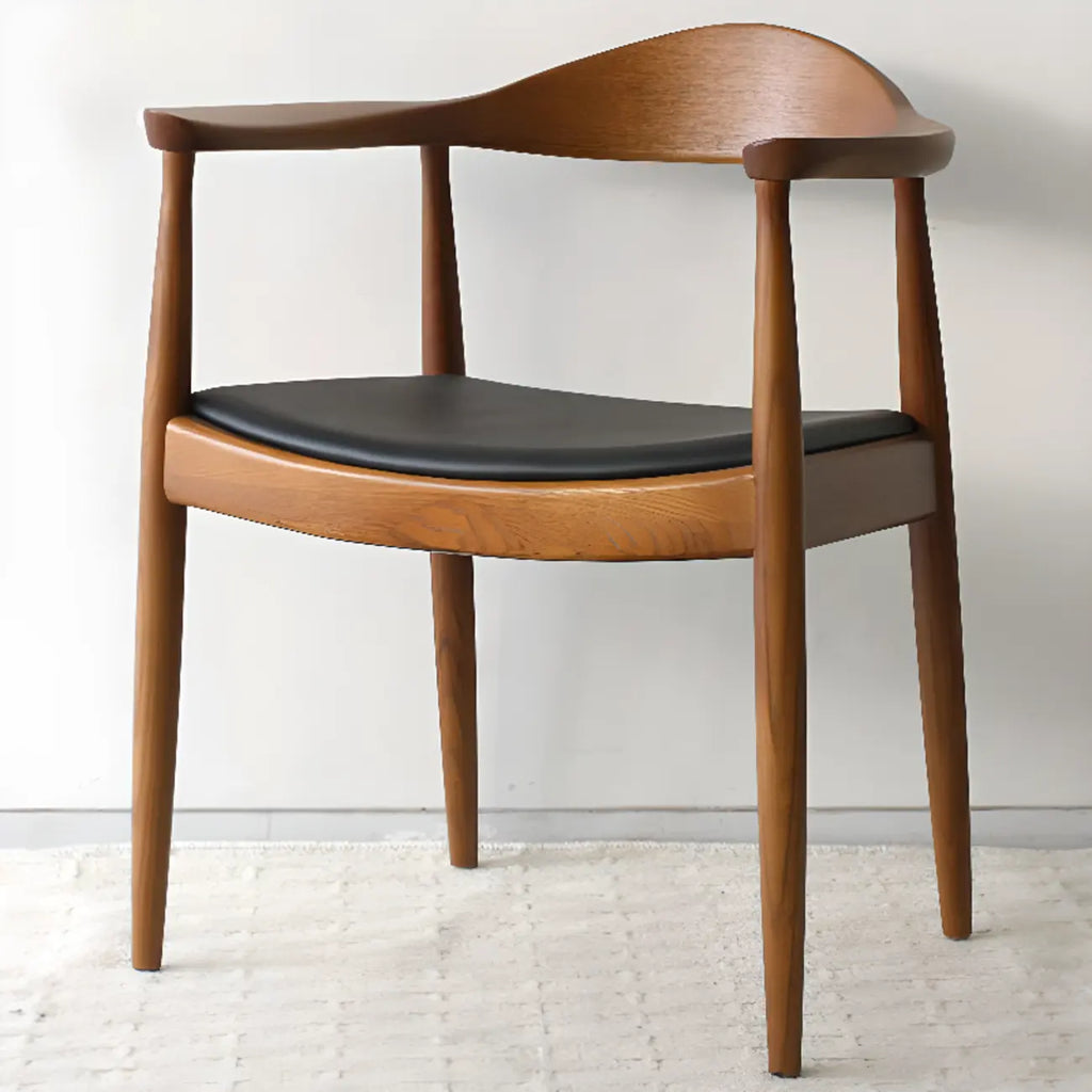 Chaise de salle à manger rembourrée marron avec accoudoirs