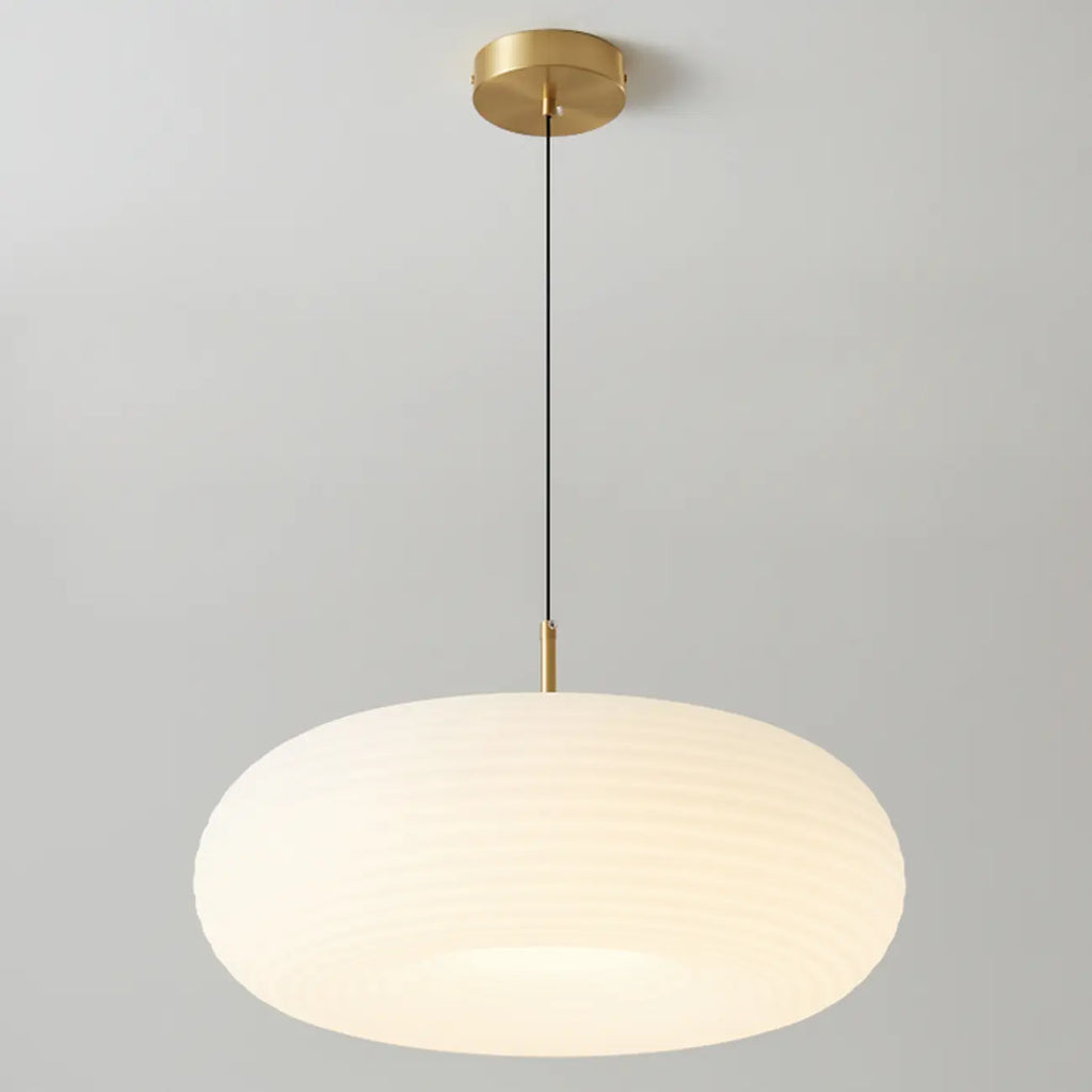 Suspension LED en forme de galet en acrylique crème pour salon