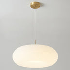 Suspension LED en forme de galet en acrylique crème pour salon