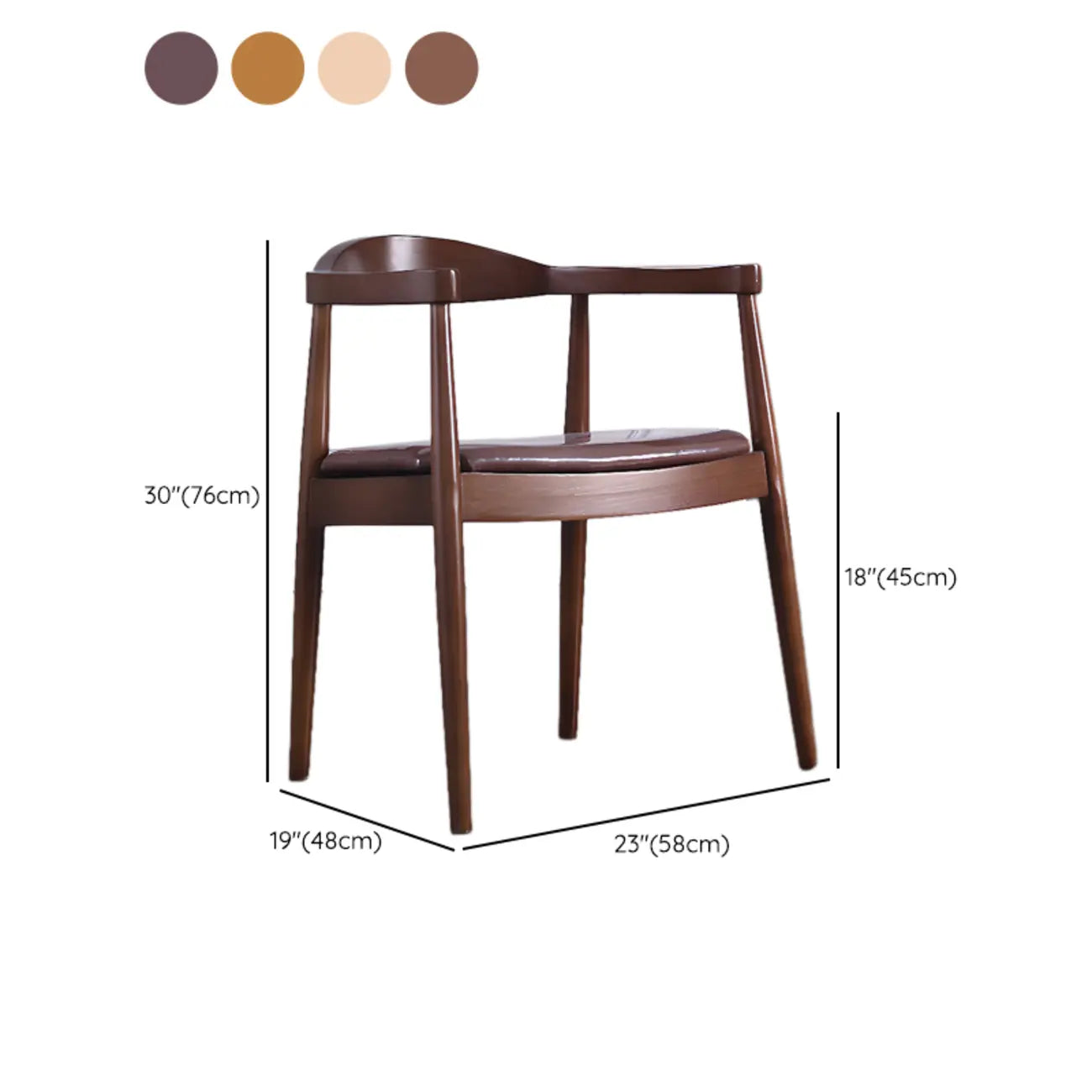 Chaise de salle à manger rembourrée marron avec accoudoirs
