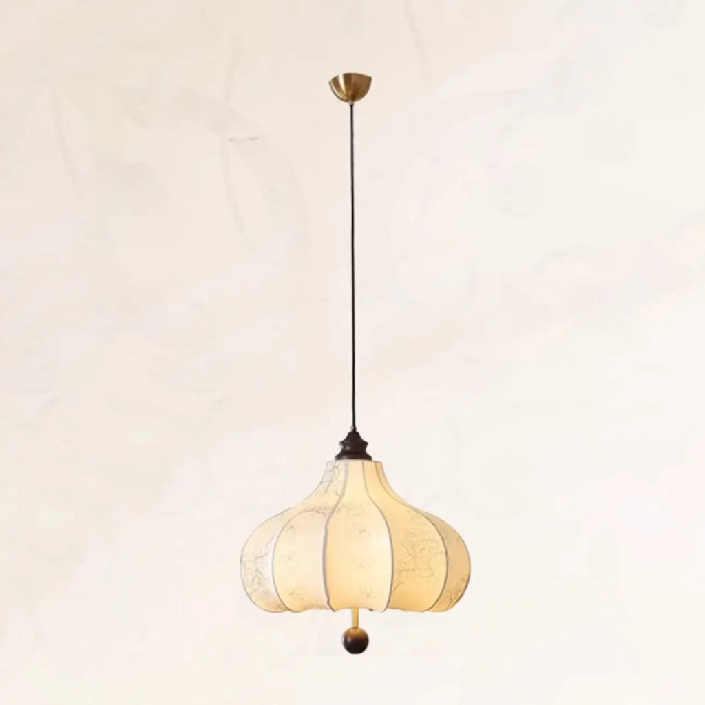 Lustre lanterne vintage réglable avec abat-jour en tissu