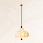 Lustre lanterne vintage réglable avec abat-jour en tissu