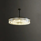 Lampadario moderno nero rotondo regolabile in cristallo