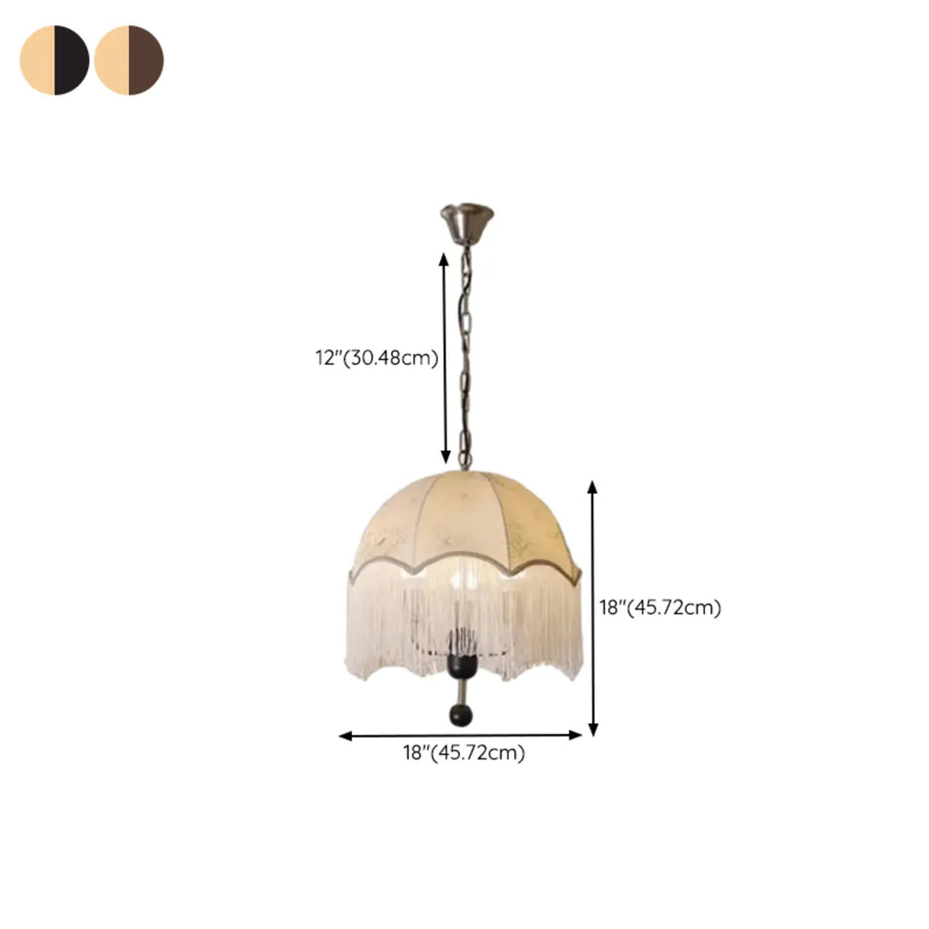 Lustre lanterne vintage réglable avec abat-jour en tissu