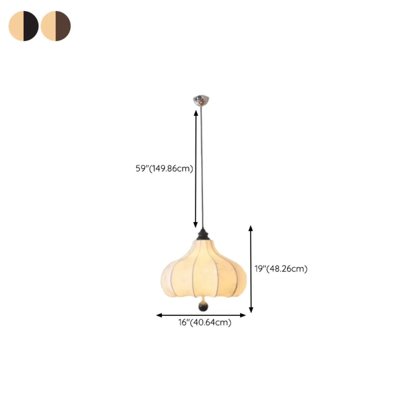 Lustre lanterne vintage réglable avec abat-jour en tissu