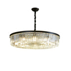 Lampadario moderno nero rotondo regolabile in cristallo