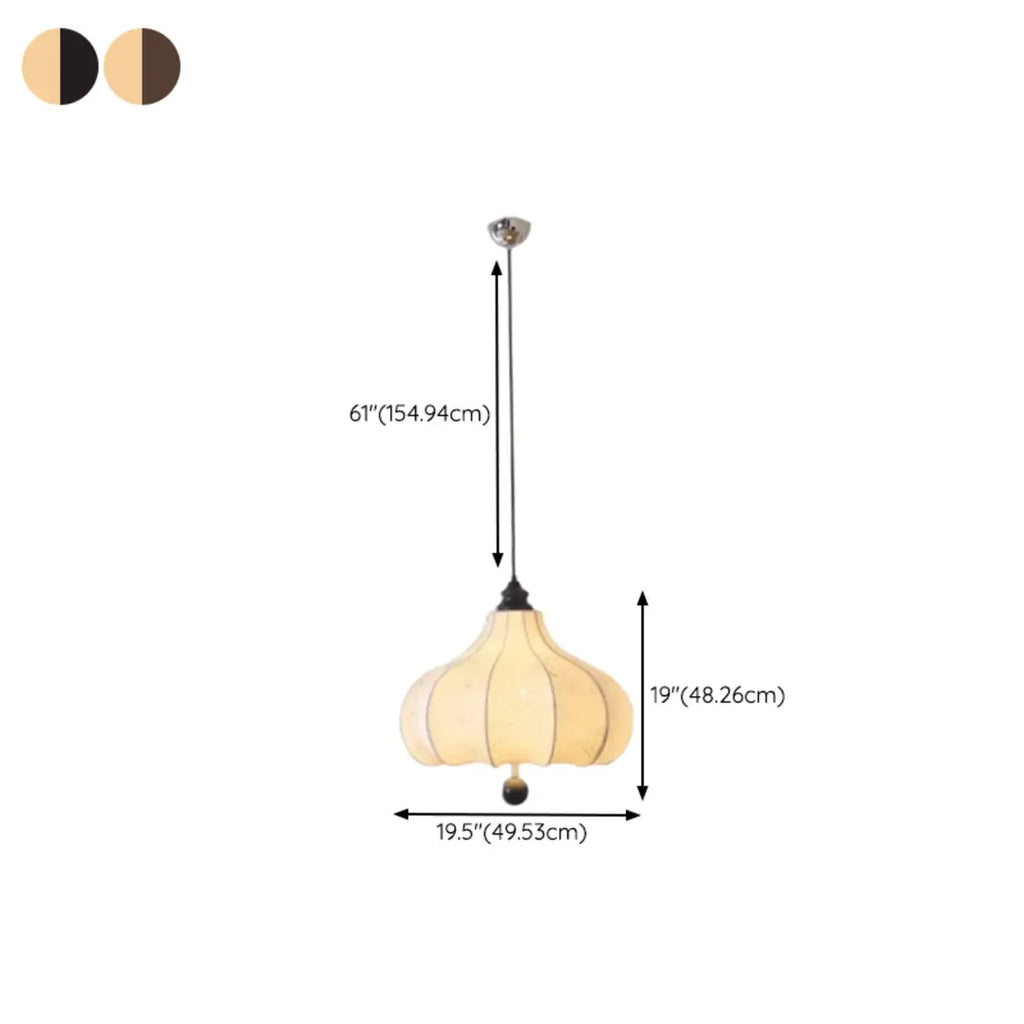 Lustre lanterne vintage réglable avec abat-jour en tissu