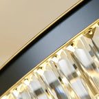 Lampadario moderno nero rotondo regolabile in cristallo