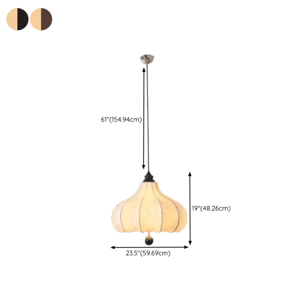 Lustre lanterne vintage réglable avec abat-jour en tissu