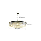 Lampadario moderno nero rotondo regolabile in cristallo