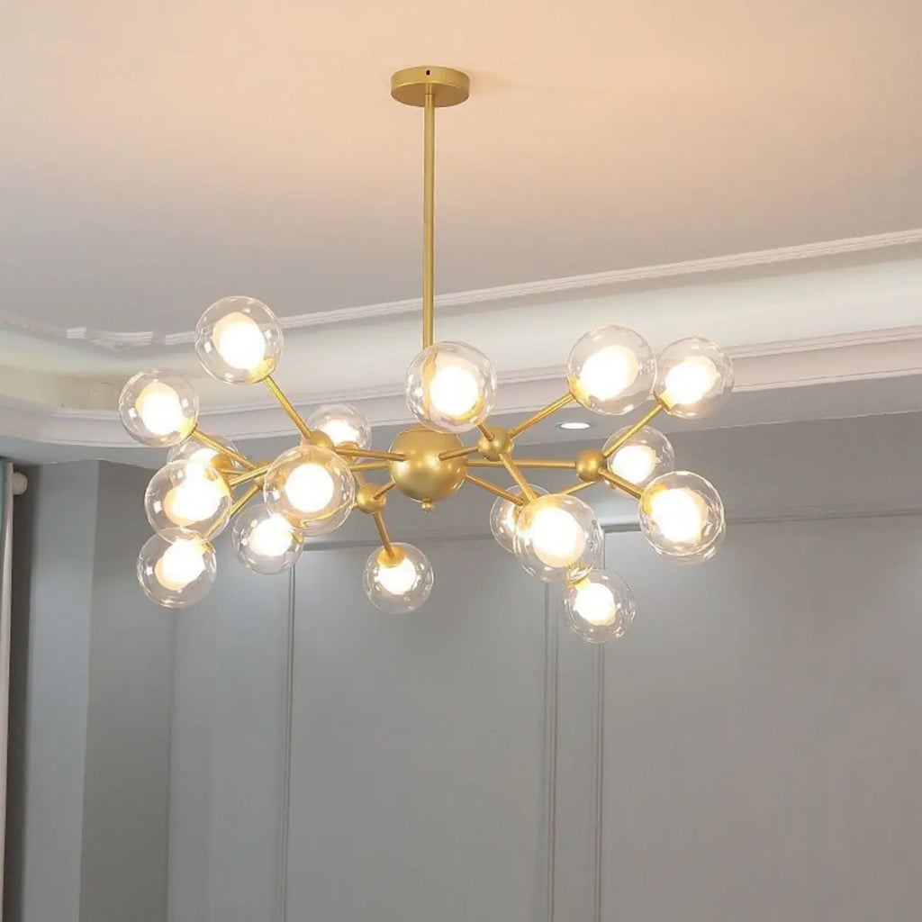 Lustre moderne à globes en verre et LED, inspiré du design Spoutnik