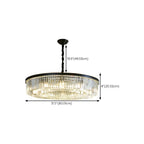 Lampadario moderno nero rotondo regolabile in cristallo