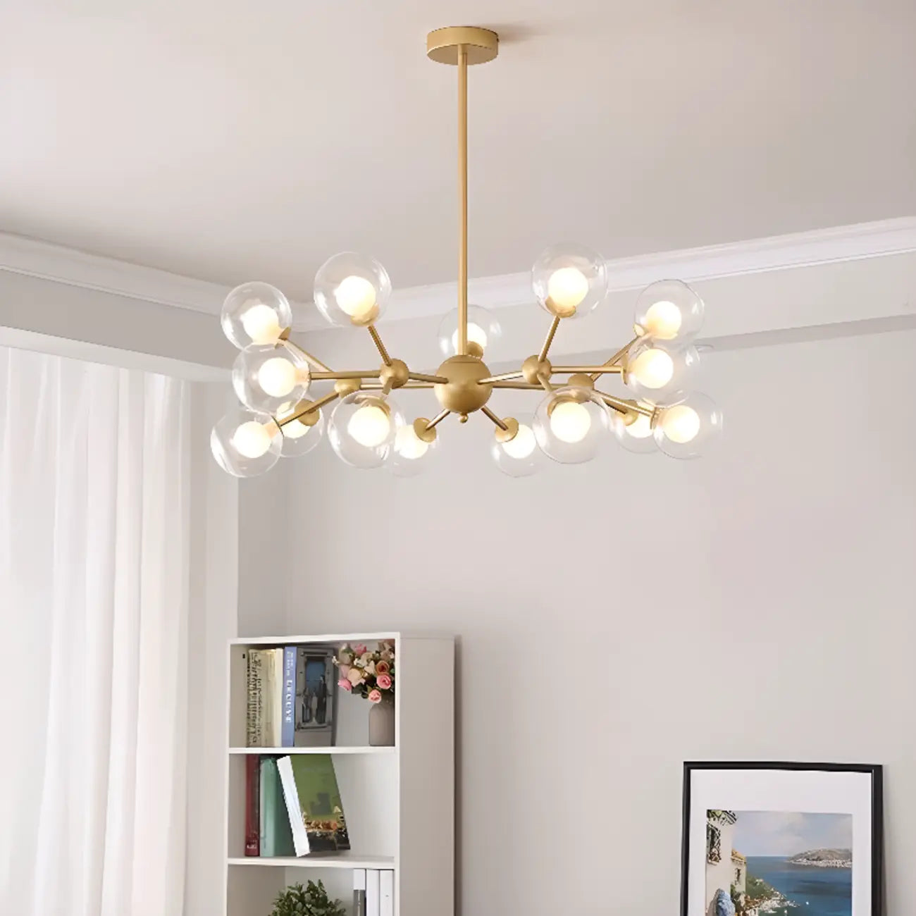 Lustre moderne à globes en verre et LED, inspiré du design Spoutnik