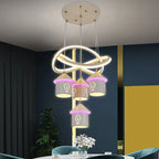 Lustre moderne à 4 lumières LED au design unique.