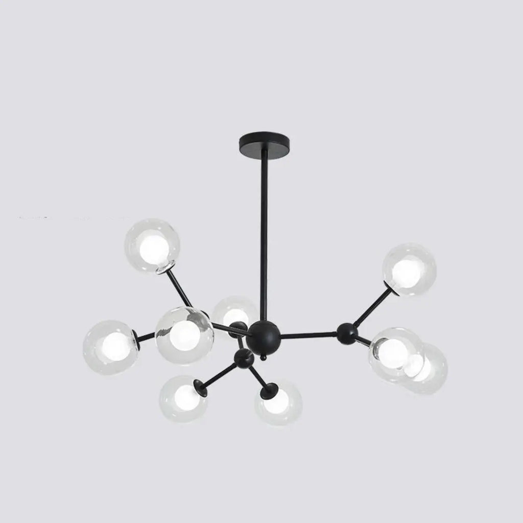 Lustre moderne à globes en verre et LED, inspiré du design Spoutnik