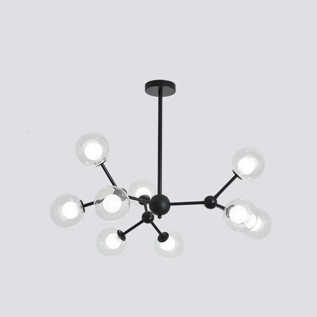 Lustre moderne à globes en verre et LED, inspiré du design Spoutnik