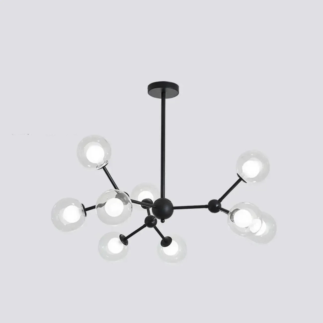 Lustre moderne à globes en verre et LED, inspiré du design Spoutnik