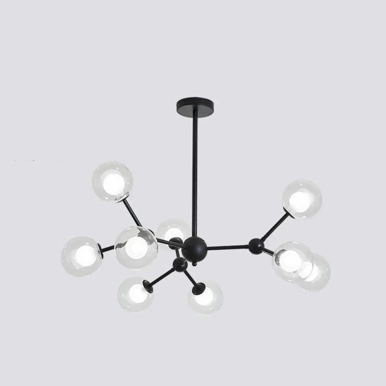 Lustre moderne à globes en verre et LED, inspiré du design Spoutnik