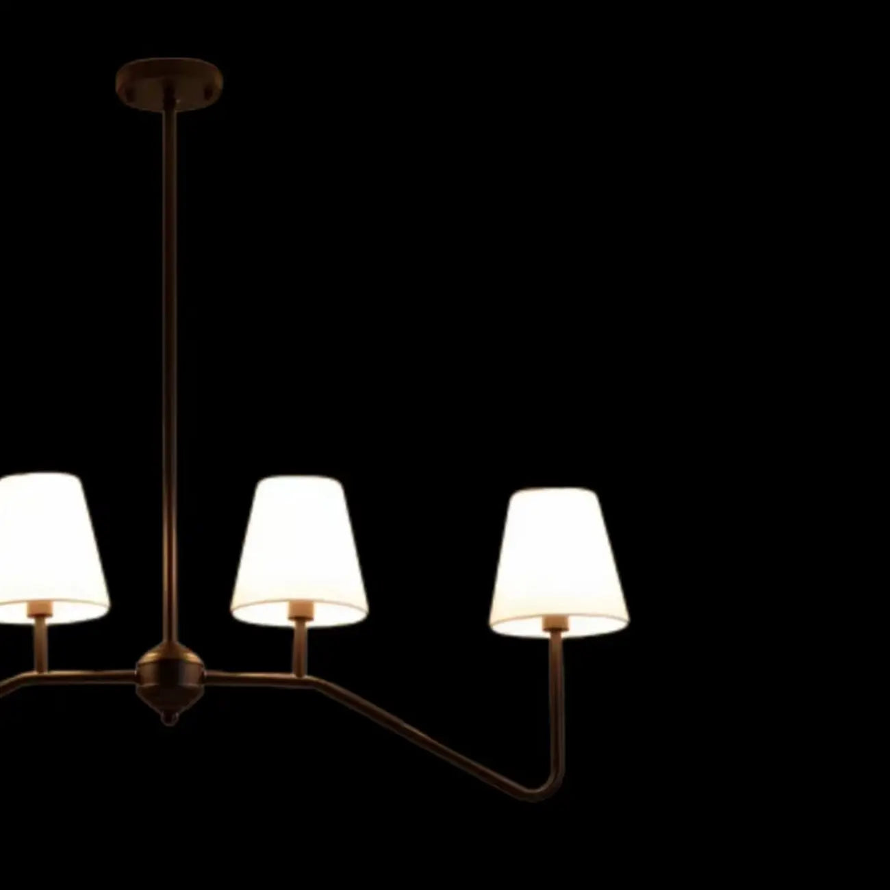 Suspension îlot en métal noir avec 4 lumières et habillage cylindrique en tissu
