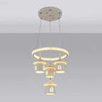 Lustre moderne à 4 lumières LED au design unique.