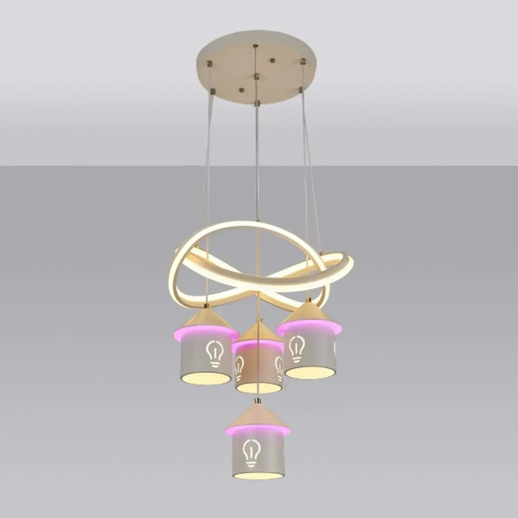 Lustre moderne à 4 lumières LED au design unique.