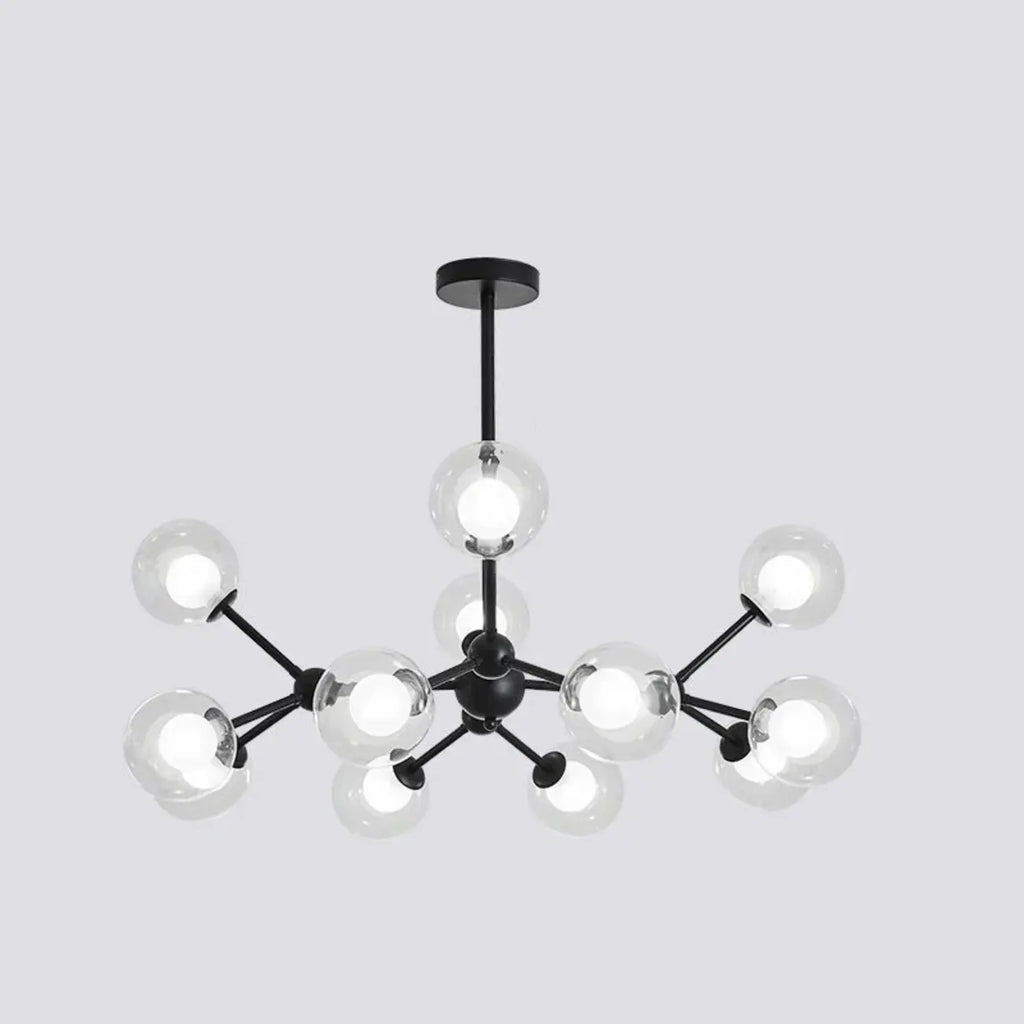 Lustre moderne à globes en verre et LED, inspiré du design Spoutnik