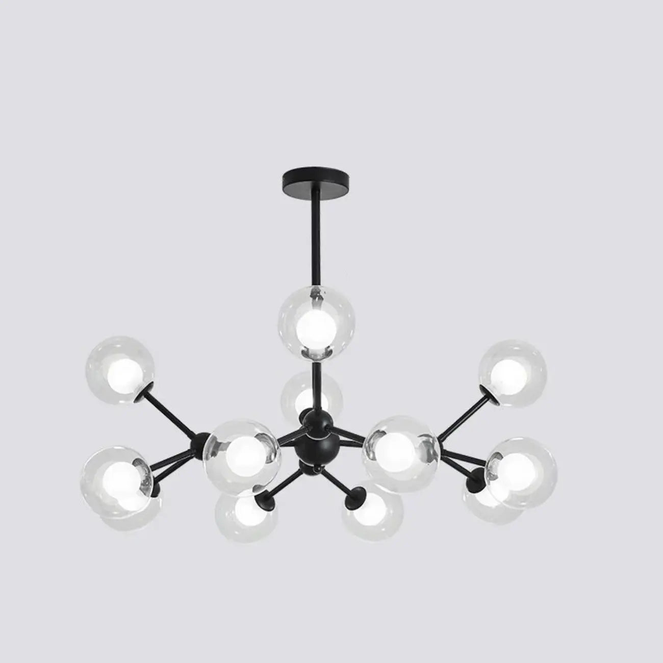 Lustre moderne à globes en verre et LED, inspiré du design Spoutnik