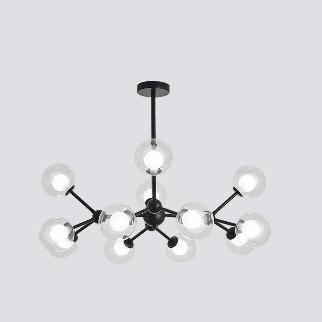 Lustre moderne à globes en verre et LED, inspiré du design Spoutnik