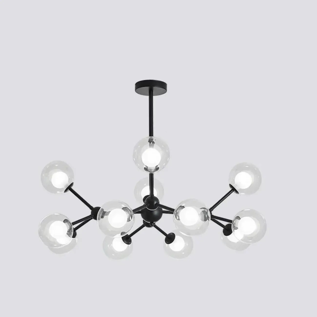 Lustre moderne à globes en verre et LED, inspiré du design Spoutnik