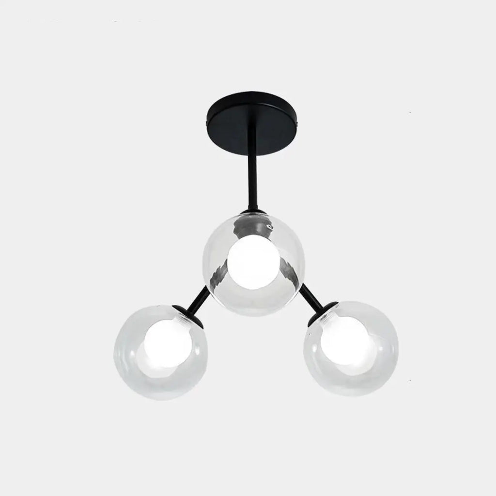 Lustre moderne à globes en verre et LED, inspiré du design Spoutnik