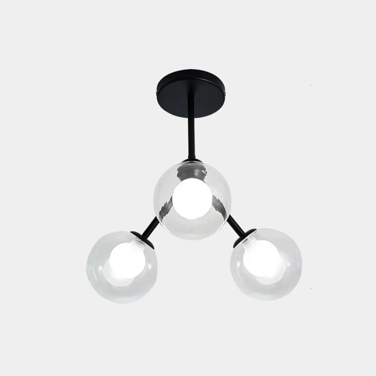 Lustre moderne à globes en verre et LED, inspiré du design Spoutnik