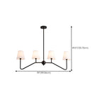 Suspension îlot en métal noir avec 4 lumières et habillage cylindrique en tissu