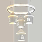 Lustre moderne à 4 lumières LED au design unique.