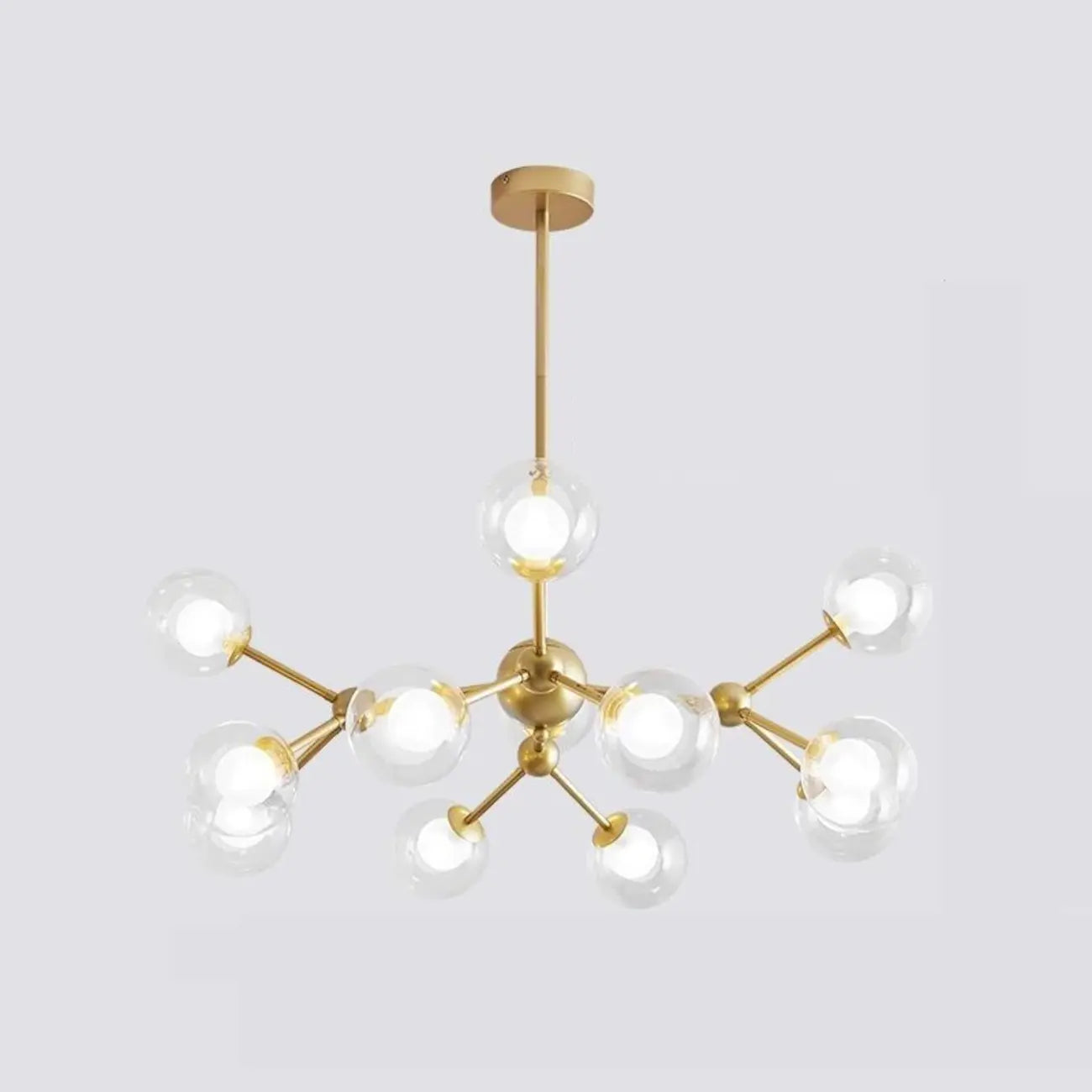Lustre moderne à globes en verre et LED, inspiré du design Spoutnik