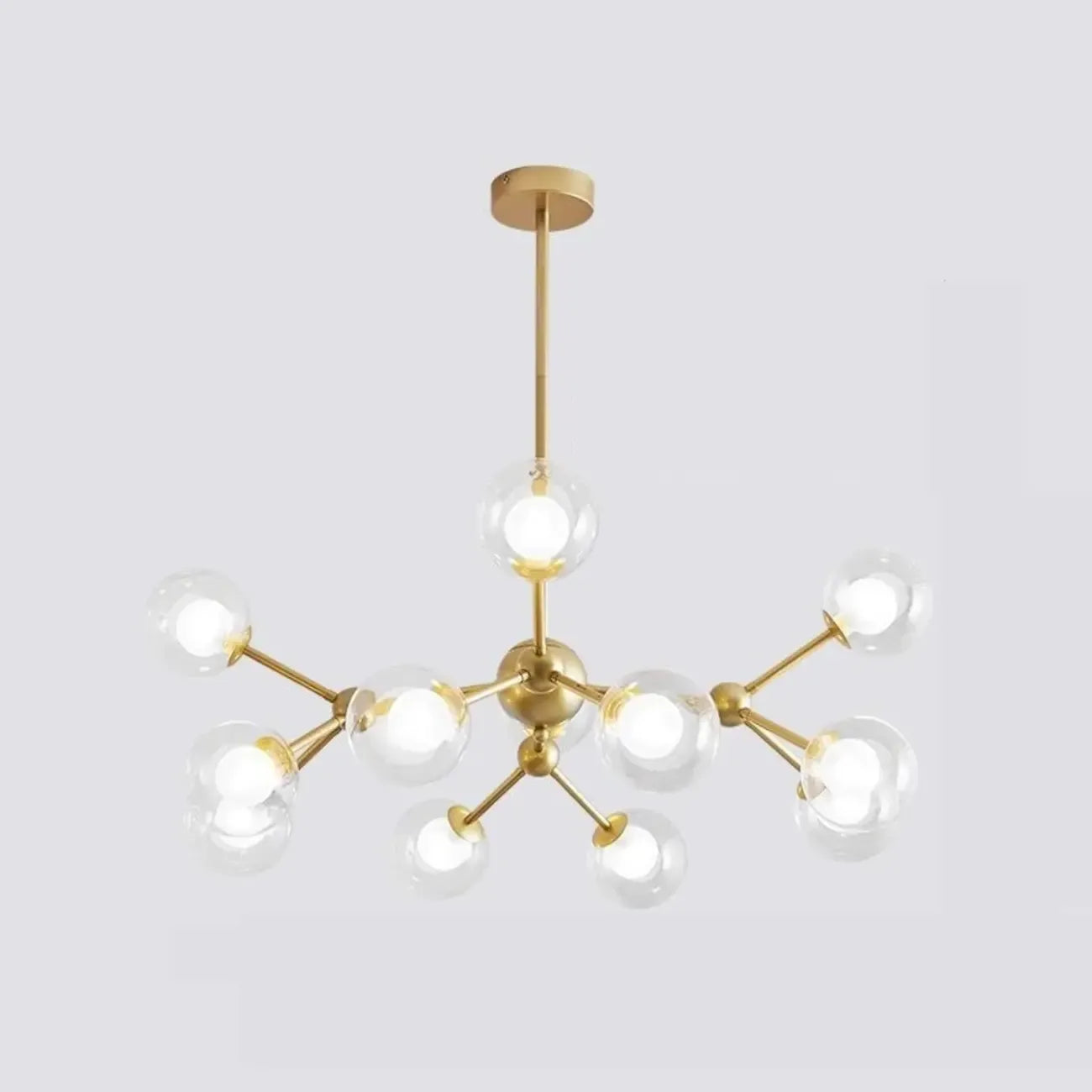 Lustre moderne à globes en verre et LED, inspiré du design Spoutnik