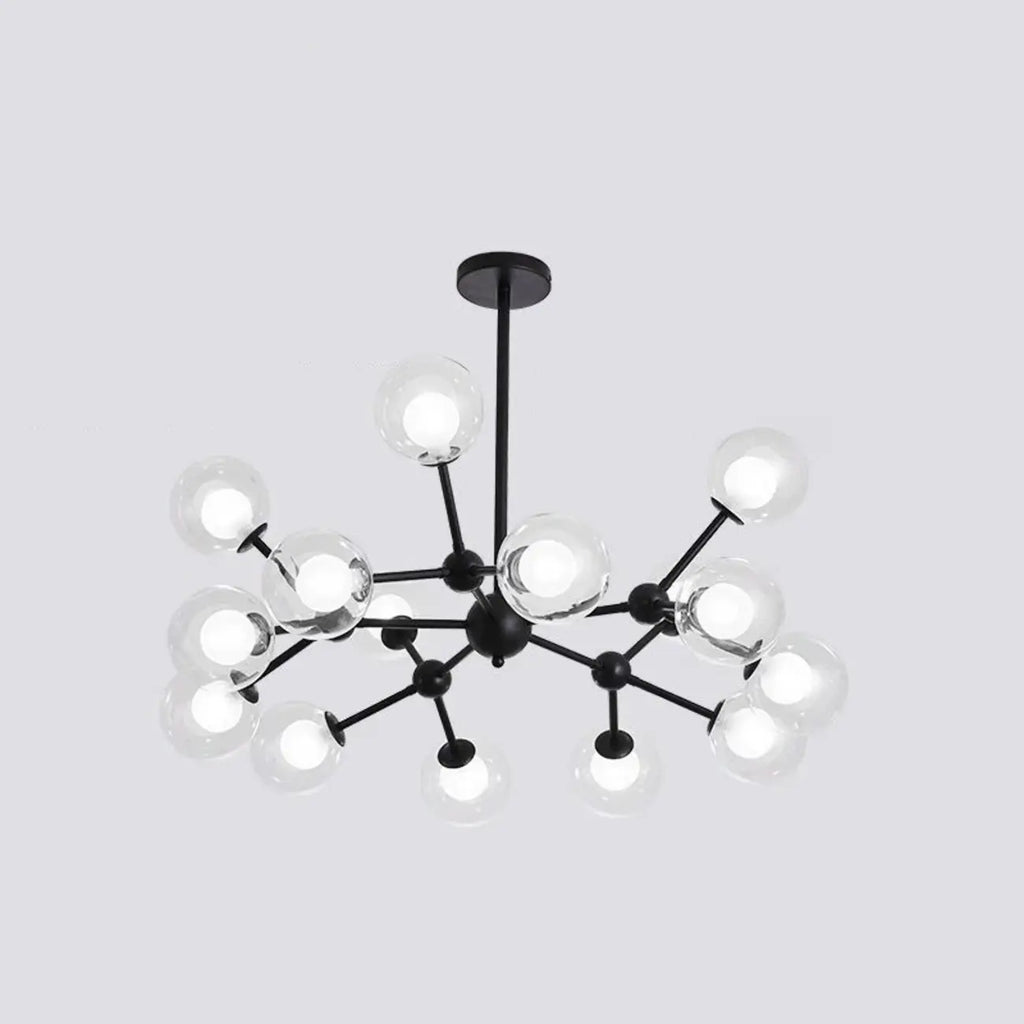 Lustre moderne à globes en verre et LED, inspiré du design Spoutnik