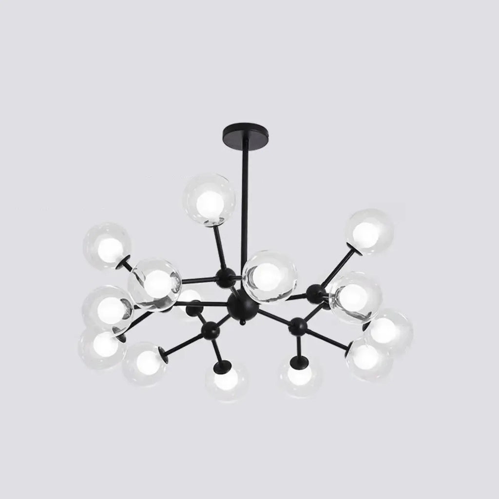 Lustre moderne à globes en verre et LED, inspiré du design Spoutnik